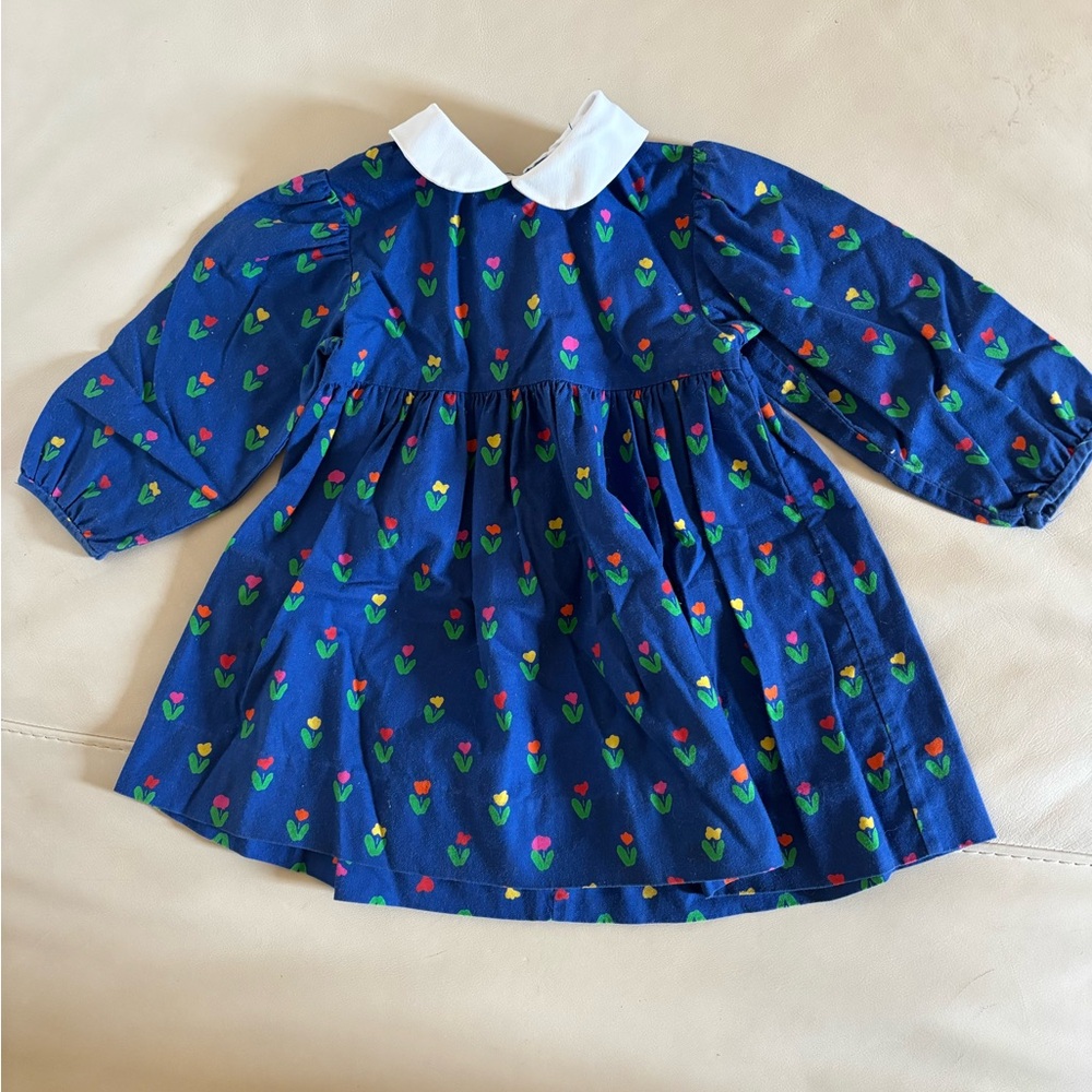 Vintage Sylvia Whyte Blue Flower Tulip Dress